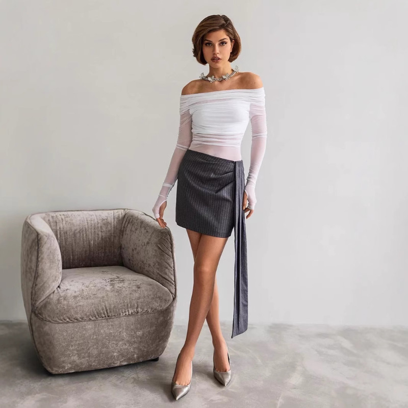 여성용 메쉬 오프숄더 탑 시스루 긴팔 러칭 블라우스 바 - Blouse Off Shoulder 리뷰 및 가격