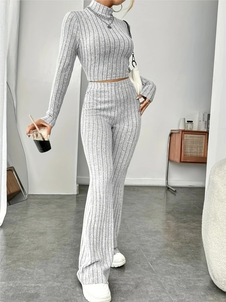 여성용 니트 투피스 바디콘 슈트 여성 트랙슈트 긴팔 빈 - Crop Top Crochet 리뷰 및 가격