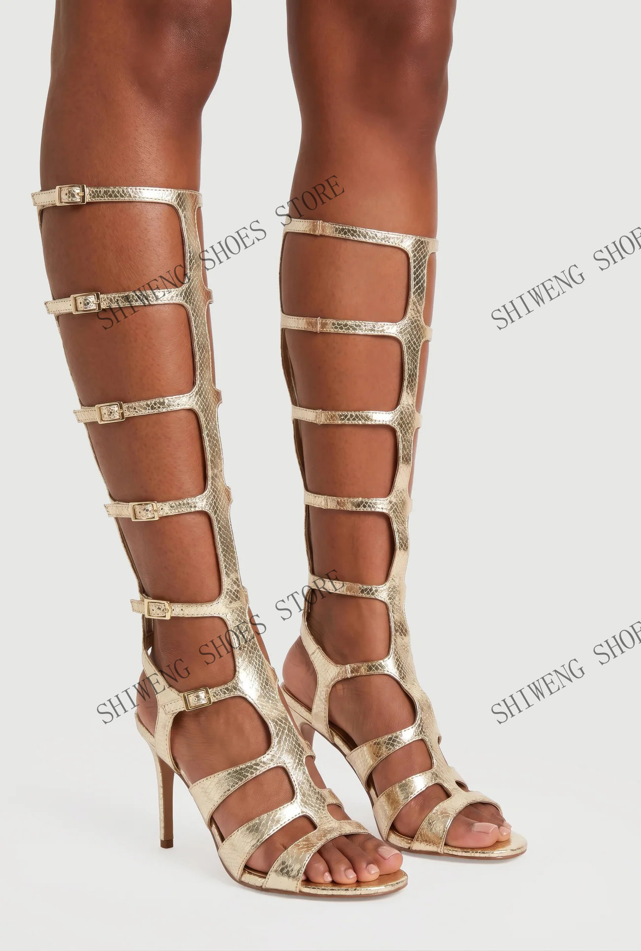 2026 여성용 무릎까지 오는 길이의 인조 악어 가죽  - Sandal Strappy Heeled 리뷰 및 가격
