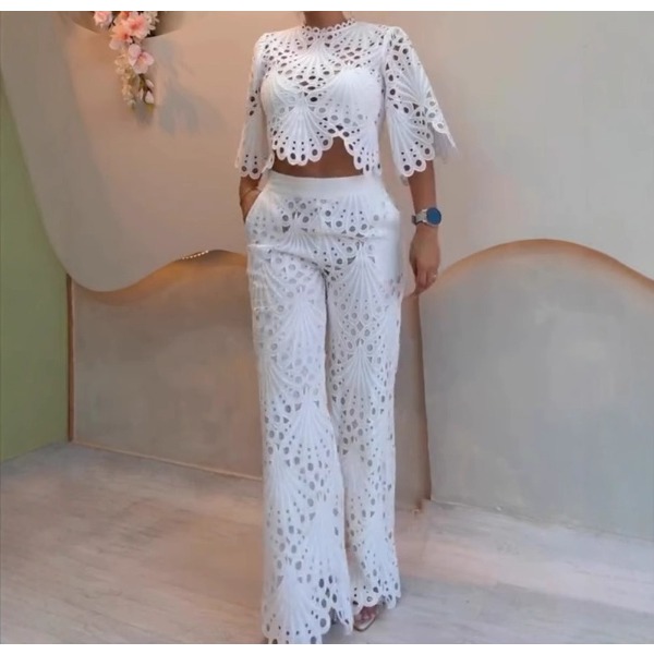 2피스 여성복 신상 여름 2025 반팔 레이스 컷아웃  - Crop Top Crochet 리뷰 및 가격