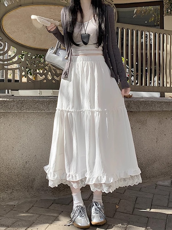 신축성 있는 하이웨이스트 미디 스커트 블랙 레이스 트림 - Midi Skirt Floral 리뷰 및 가격