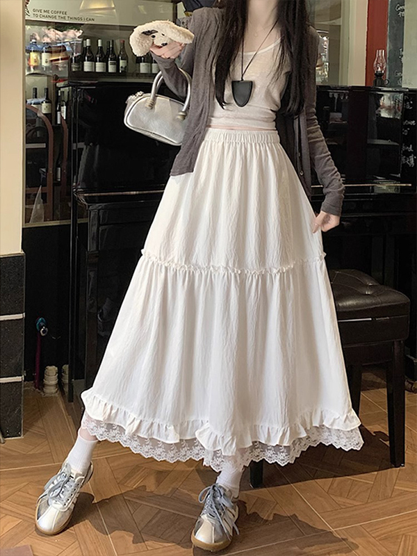 신축성 있는 하이웨이스트 미디 스커트 블랙 레이스 트림 - Midi Skirt Floral 리뷰 및 가격