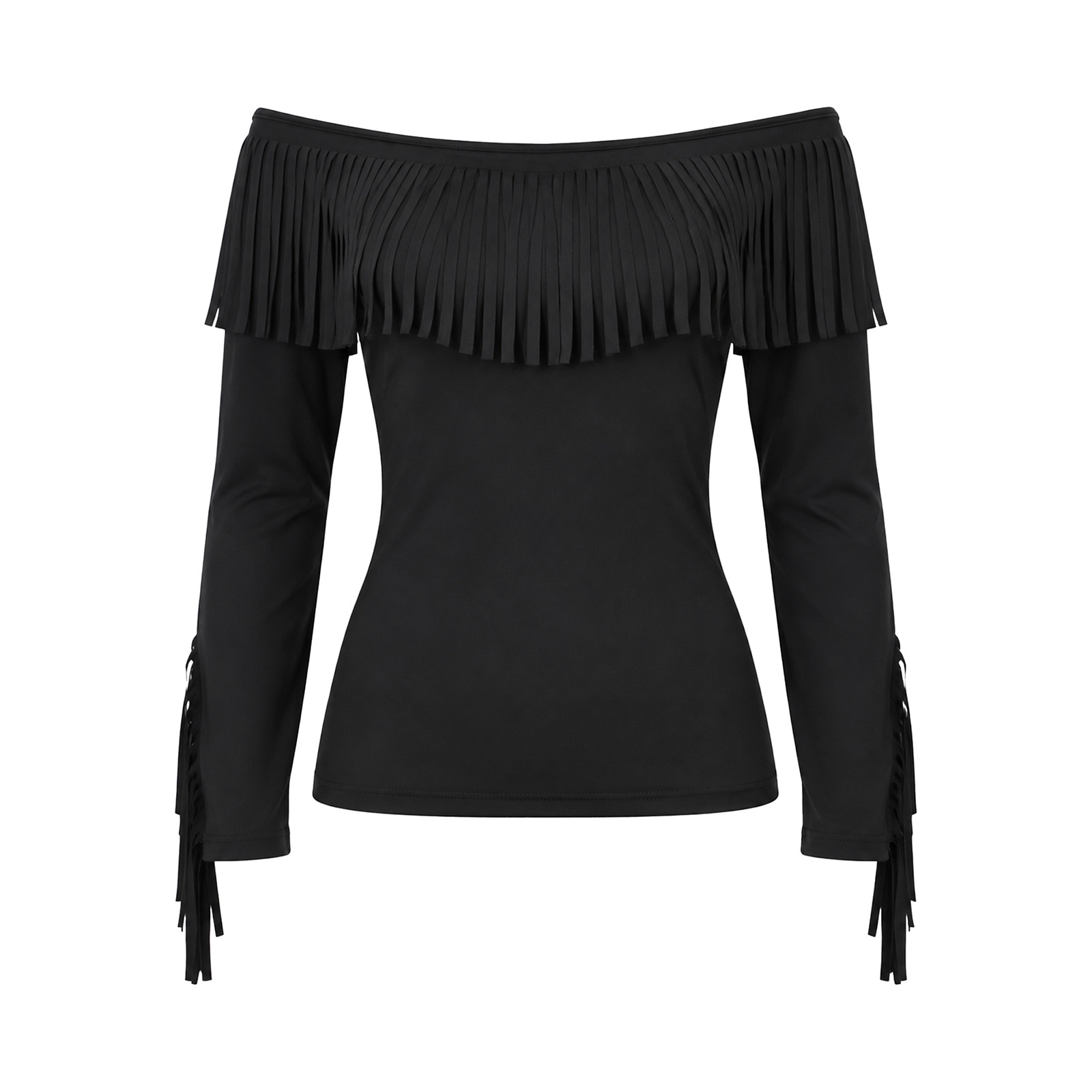 여성용 오프숄더 술 장식 블라우스, 긴 소매, 술 장식 - Blouse Off Shoulder 리뷰 및 가격